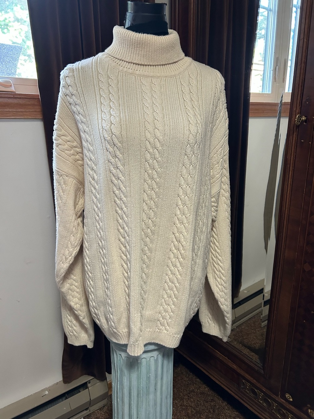Cream 100% Cotton Turtleneck Sweater
